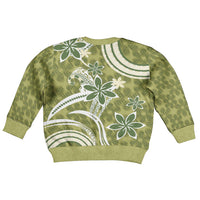Hawaii Pupuala Plumeria Olive Green Kid Ugly Christmas Sweater Polynesian Pattern LT01 - Polynesian Pride