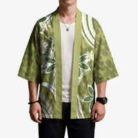 Hawaii Pupuala Plumeria Olive Green Kimono Polynesian Pattern LT01 - Polynesian Pride
