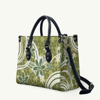 Hawaii Pupuala Plumeria Olive Green Leather Bag Polynesian Pattern LT01 Olive Green - Polynesian Pride