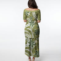 Hawaii Pupuala Plumeria Olive Green Puletasi Polynesian Pattern LT01 - Polynesian Pride