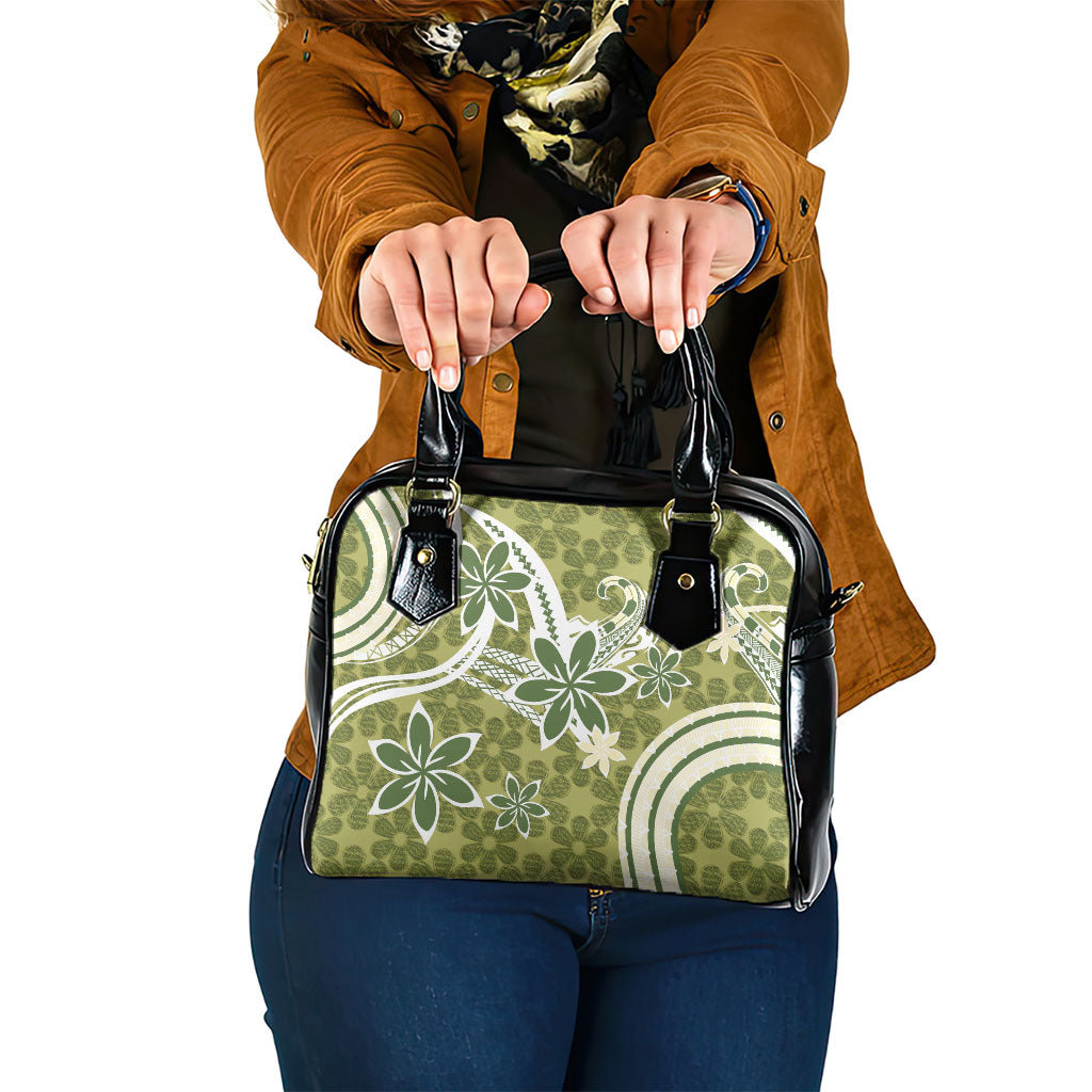Hawaii Pupuala Plumeria Olive Green Shoulder Handbag Polynesian Pattern LT01 One Size Olive Green - Polynesian Pride