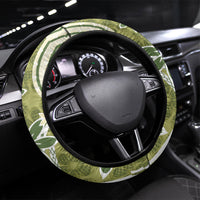 Hawaii Pupuala Plumeria Olive Green Steering Wheel Cover Polynesian Pattern LT01 Universal Fit Olive Green - Polynesian Pride