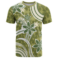 Hawaii Pupuala Plumeria Olive Green T Shirt Polynesian Pattern LT01 Olive Green - Polynesian Pride