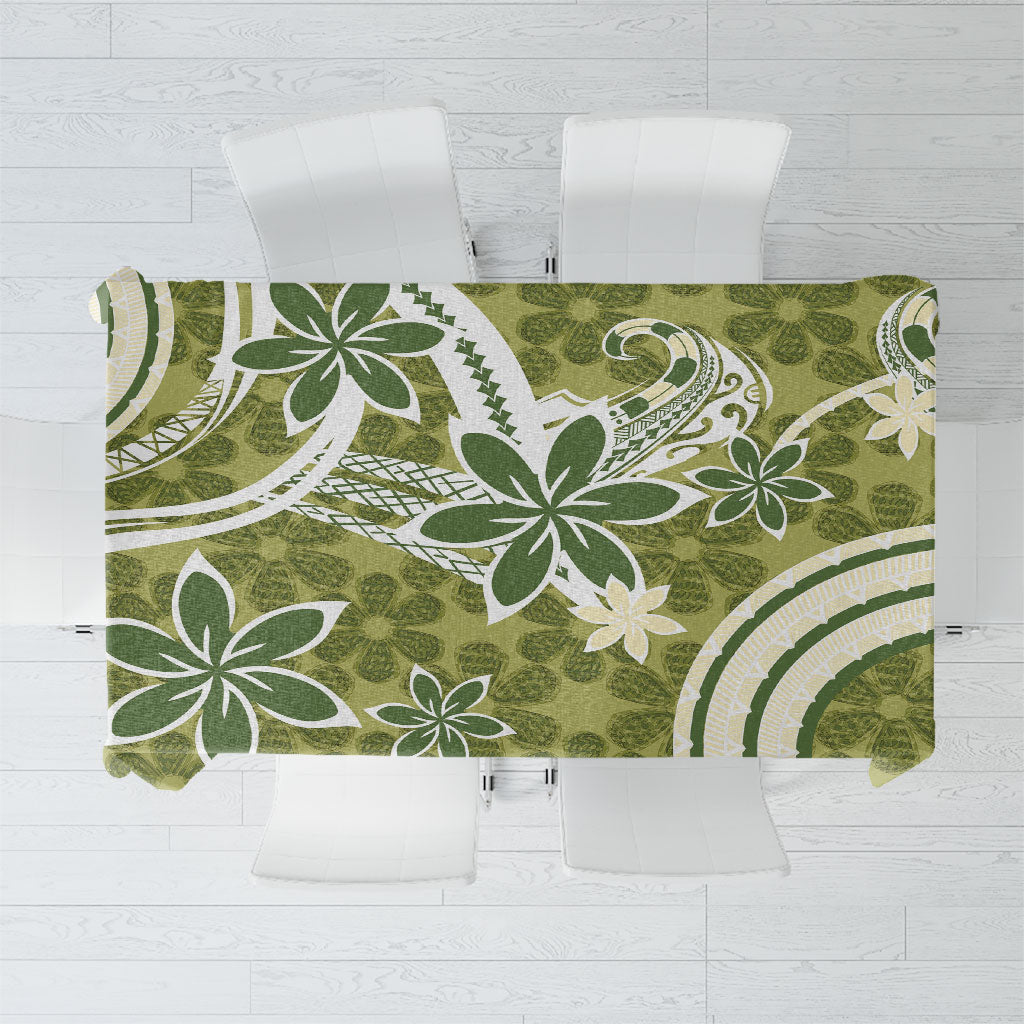 Hawaii Pupuala Plumeria Olive Green Tablecloth Polynesian Pattern LT01 Olive Green - Polynesian Pride