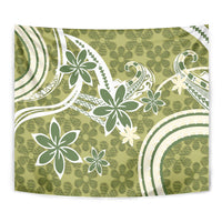 Hawaii Pupuala Plumeria Olive Green Tapestry Polynesian Pattern LT01 - Polynesian Pride