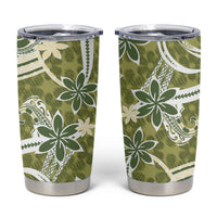 Hawaii Pupuala Plumeria Olive Green Tumbler Cup Polynesian Pattern LT01 Olive Green - Polynesian Pride