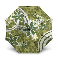 Hawaii Pupuala Plumeria Olive Green Umbrella Polynesian Pattern LT01 One Size Folded 11.42 inch Opened Diameter 37.4 inch Olive Green - Polynesian Pride