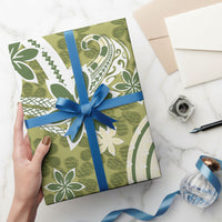 Hawaii Pupuala Plumeria Olive Green Wrapping Paper Polynesian Pattern LT01 - Polynesian Pride