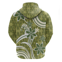 Hawaii Pupuala Plumeria Olive Green Zip Hoodie Polynesian Pattern LT01 - Polynesian Pride