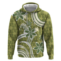 Hawaii Pupuala Plumeria Olive Green Zip Hoodie Polynesian Pattern LT01 Pullover Hoodie Olive Green - Polynesian Pride