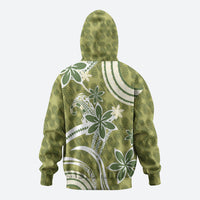 Hawaii Pupuala Plumeria Olive Green Zip Hoodie Polynesian Pattern LT01 - Polynesian Pride