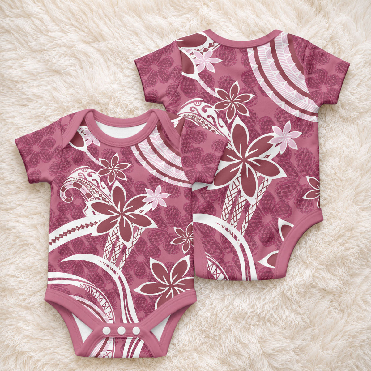 Hawaii Pupuala Plumeria Pink Baby Onesie Polynesian Pattern LT01 - Polynesian Pride