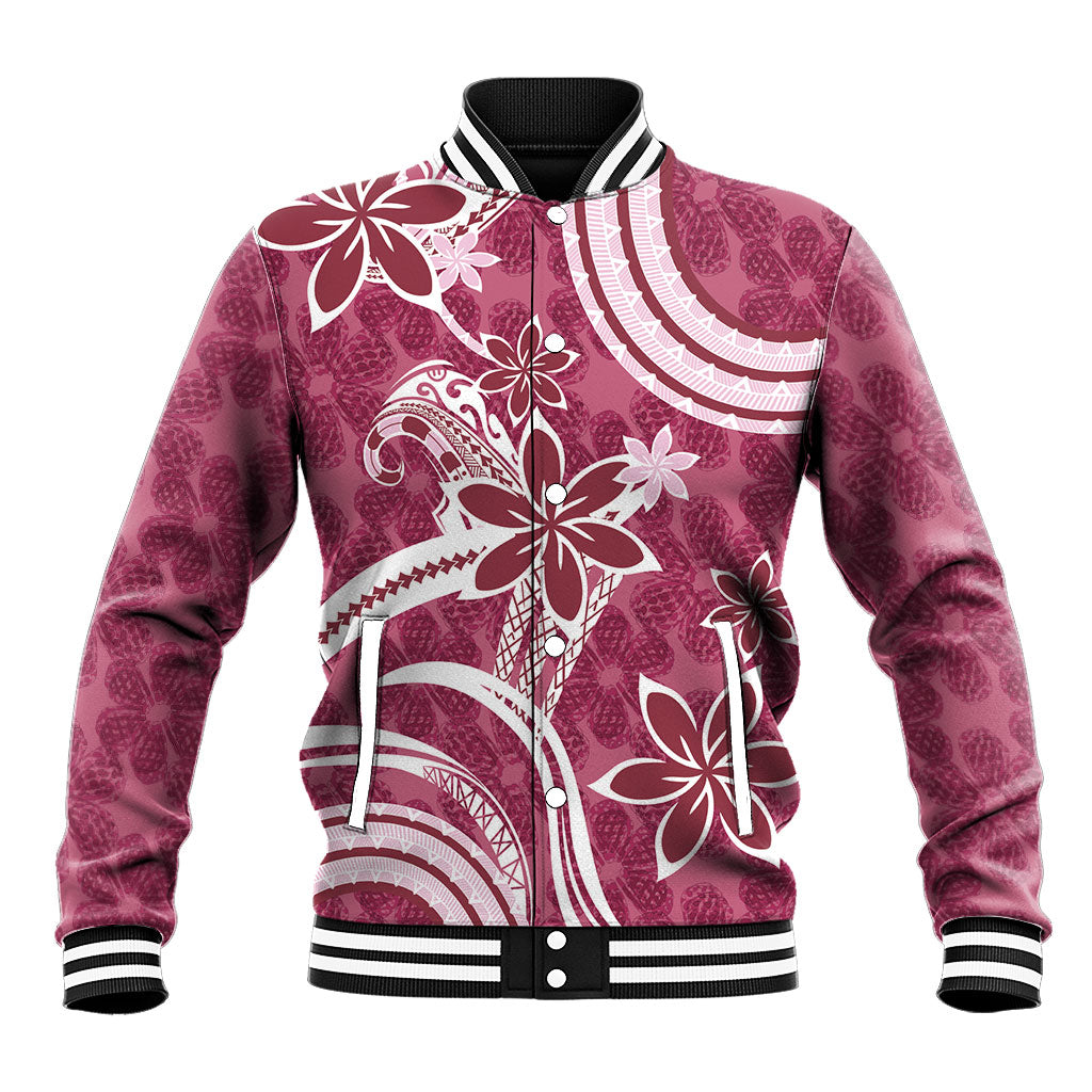 Hawaii Pupuala Plumeria Pink Baseball Jacket Polynesian Pattern LT01 Unisex Pink - Polynesian Pride