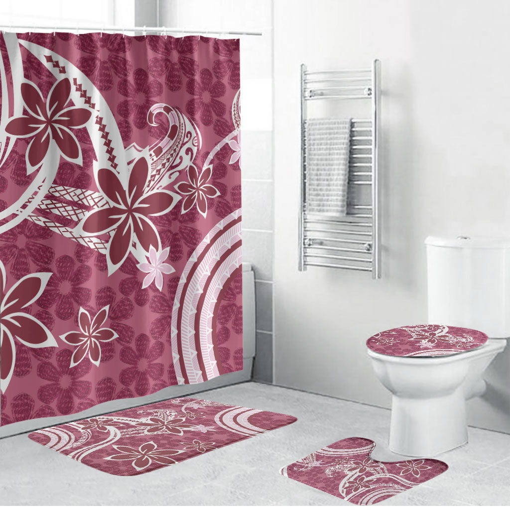 Hawaii Pupuala Plumeria Pink Bathroom Set Polynesian Pattern LT01 Bathroom Set (4 pcs) Pink - Polynesian Pride