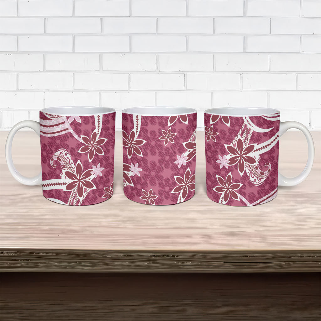 Hawaii Pupuala Plumeria Pink Ceramic Mug Polynesian Pattern LT01 - Polynesian Pride