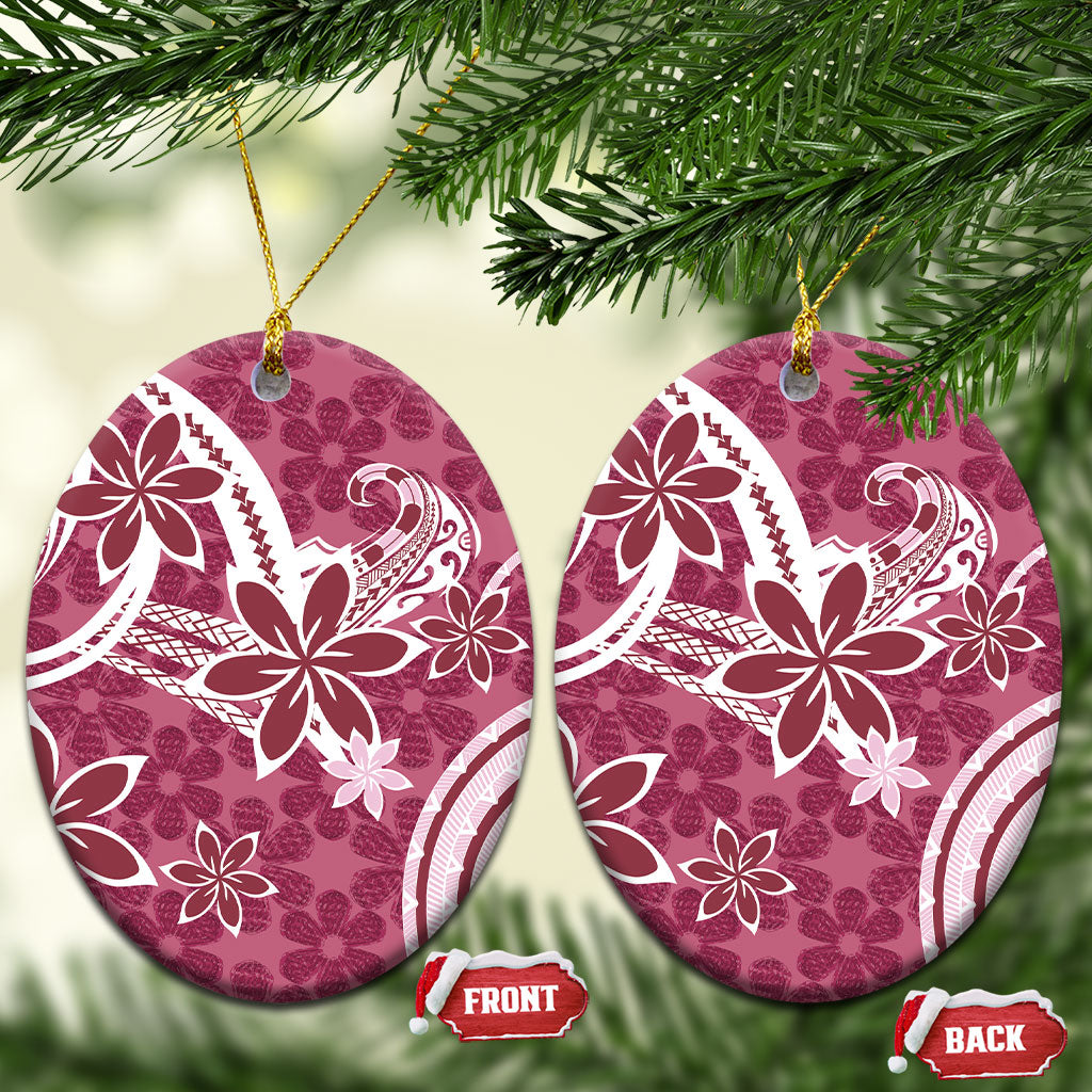 Hawaii Pupuala Plumeria Pink Ceramic Ornament Polynesian Pattern LT01 Oval Pink - Polynesian Pride