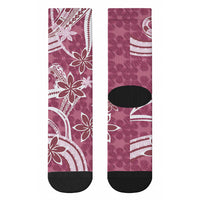 Hawaii Pupuala Plumeria Pink Crew Socks Polynesian Pattern LT01 - Polynesian Pride