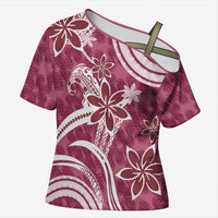 Hawaii Pupuala Plumeria Pink Cross Shoulder Shirt Polynesian Pattern LT01 Female Pink - Polynesian Pride