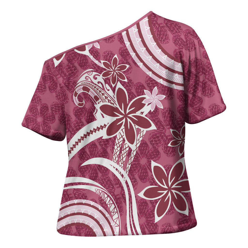 Hawaii Pupuala Plumeria Pink Cross Shoulder Shirt Polynesian Pattern LT01 - Polynesian Pride