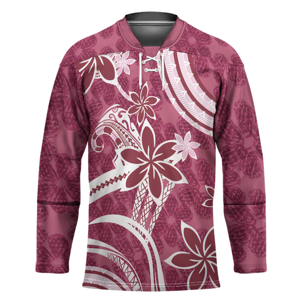 Hawaii Pupuala Plumeria Pink Hockey Jersey Polynesian Pattern LT01 Unisex Pink - Polynesian Pride