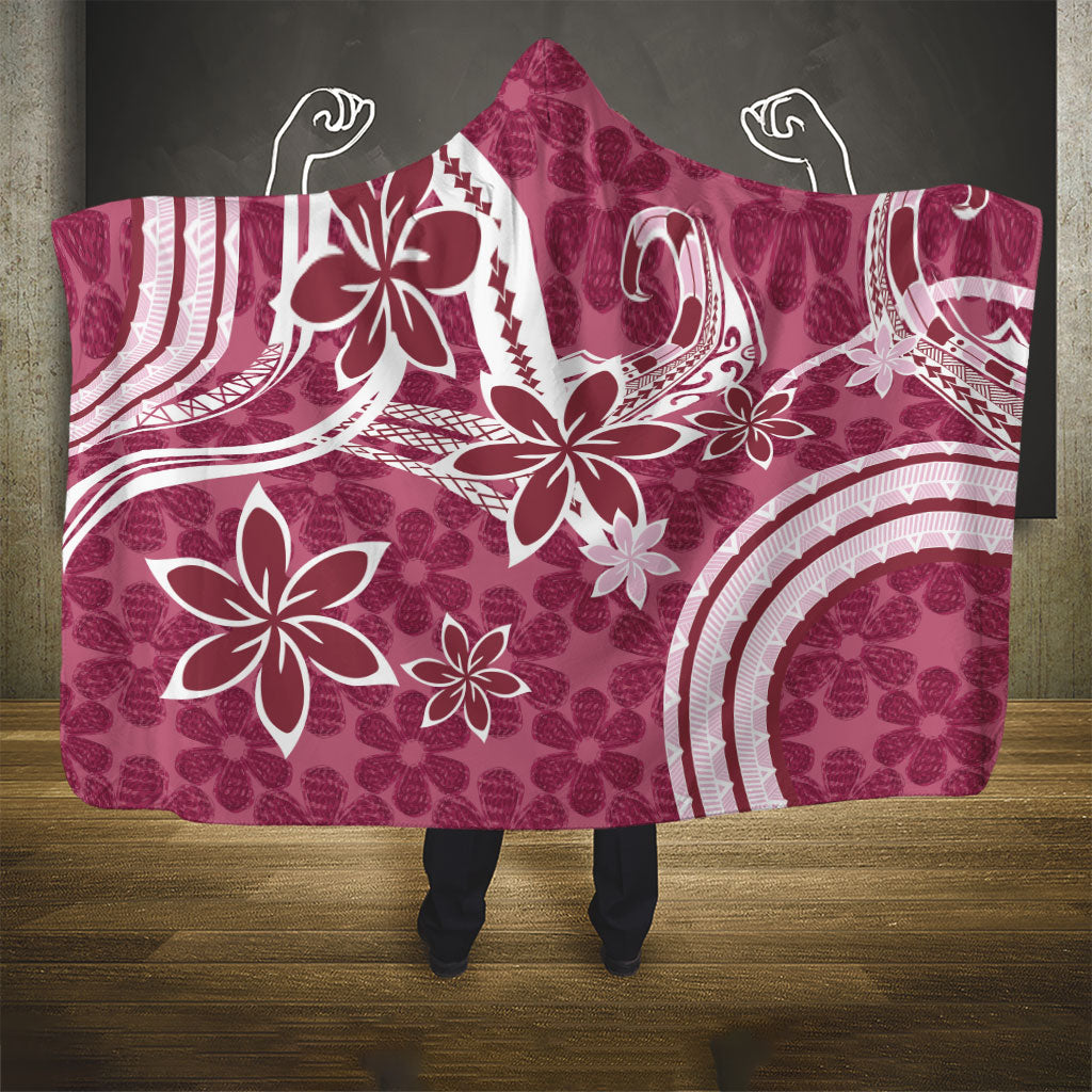 Hawaii Pupuala Plumeria Pink Hooded Blanket Polynesian Pattern LT01 - Polynesian Pride
