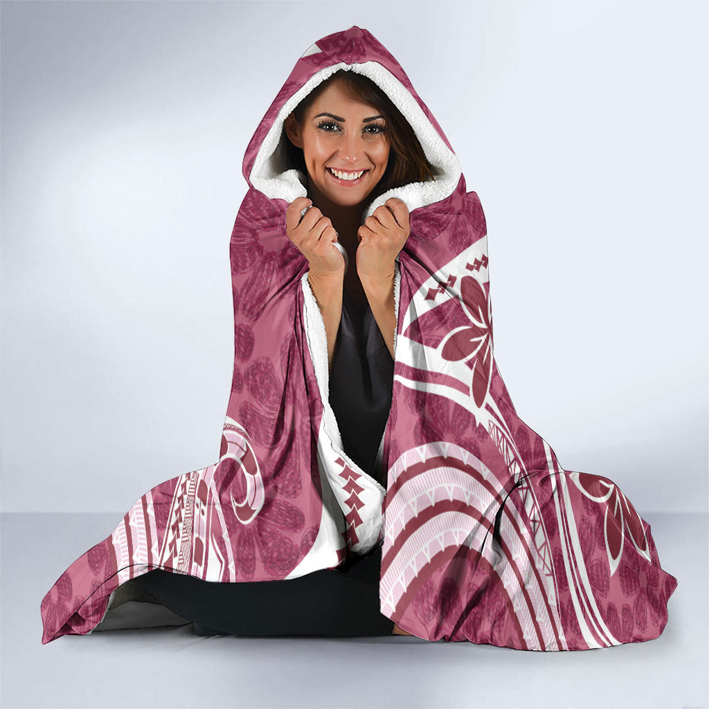 Hawaii Pupuala Plumeria Pink Hooded Blanket Polynesian Pattern LT01 - Polynesian Pride