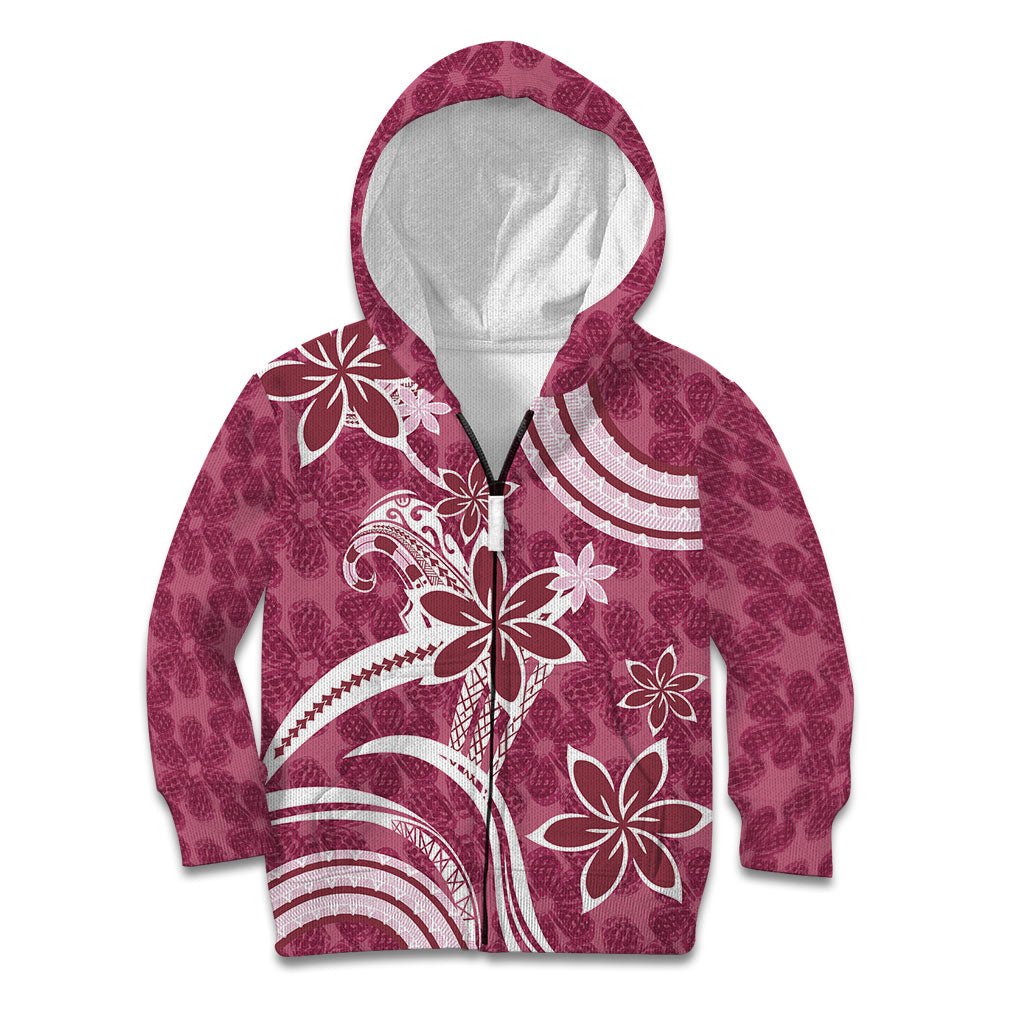 Hawaii Pupuala Plumeria Pink Kid Hoodie Polynesian Pattern LT01 Zip Hoodie Pink - Polynesian Pride
