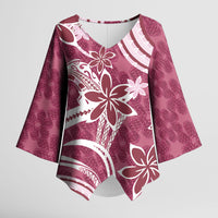 Hawaii Pupuala Plumeria Pink Kimono Sleeve Blouse Polynesian Pattern LT01 Female Pink - Polynesian Pride
