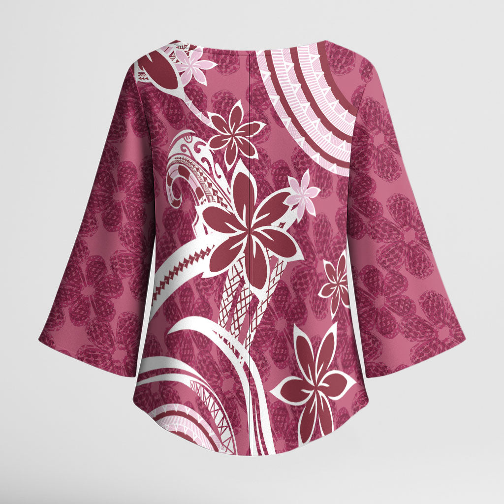 Hawaii Pupuala Plumeria Pink Kimono Sleeve Blouse Polynesian Pattern LT01 - Polynesian Pride