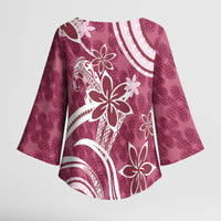 Hawaii Pupuala Plumeria Pink Kimono Sleeve Blouse Polynesian Pattern LT01 - Polynesian Pride