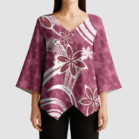 Hawaii Pupuala Plumeria Pink Kimono Sleeve Blouse Polynesian Pattern LT01 - Polynesian Pride