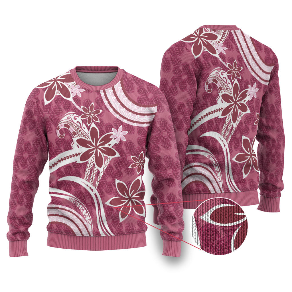 Hawaii Pupuala Plumeria Pink Ugly Christmas Sweater Polynesian Pattern LT01 Pink - Polynesian Pride