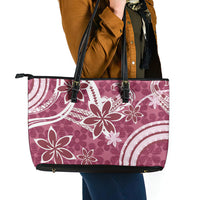 Hawaii Pupuala Plumeria Pink Leather Tote Bag Polynesian Pattern LT01 - Polynesian Pride
