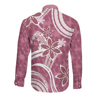 Hawaii Pupuala Plumeria Pink Long Sleeve Button Shirt Polynesian Pattern LT01 - Polynesian Pride
