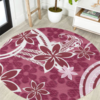 Hawaii Pupuala Plumeria Pink Round Carpet Polynesian Pattern LT01 Pink - Polynesian Pride