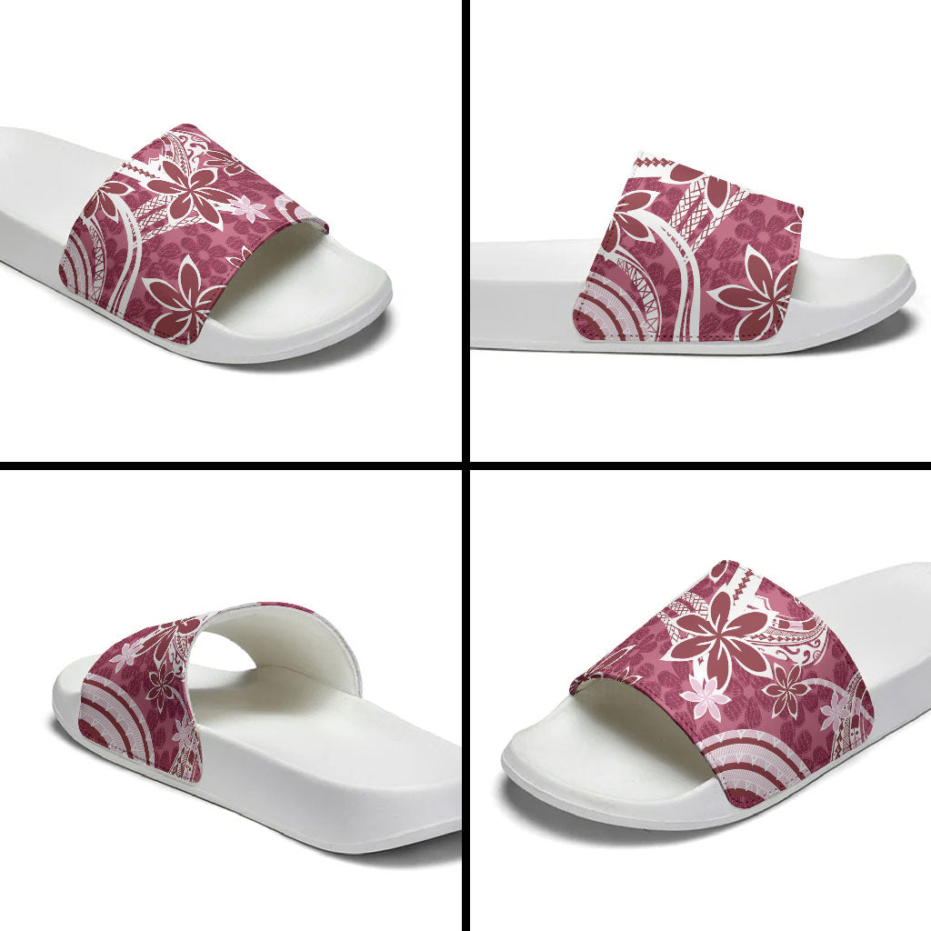 Hawaii Pupuala Plumeria Pink Slide Sandals Polynesian Pattern LT01 - Polynesian Pride