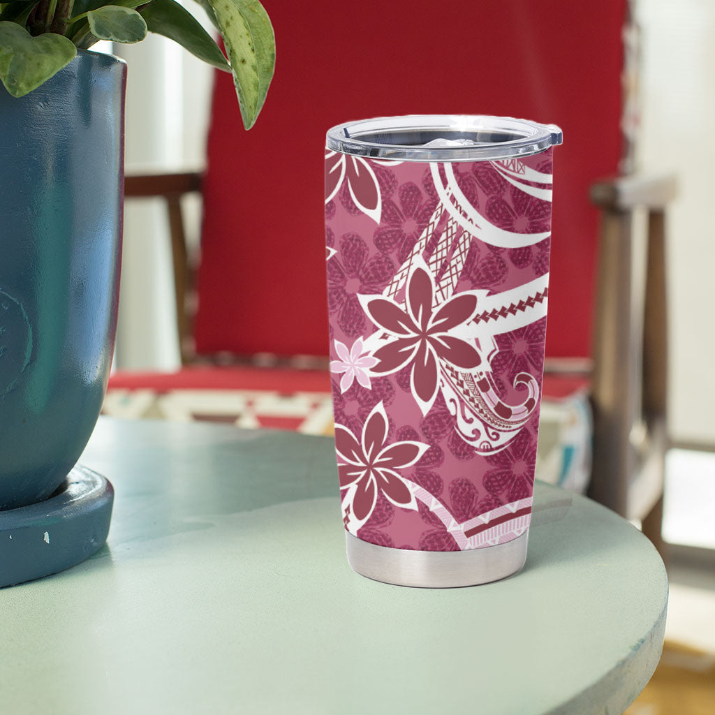 Hawaii Pupuala Plumeria Pink Tumbler Cup Polynesian Pattern LT01 - Polynesian Pride