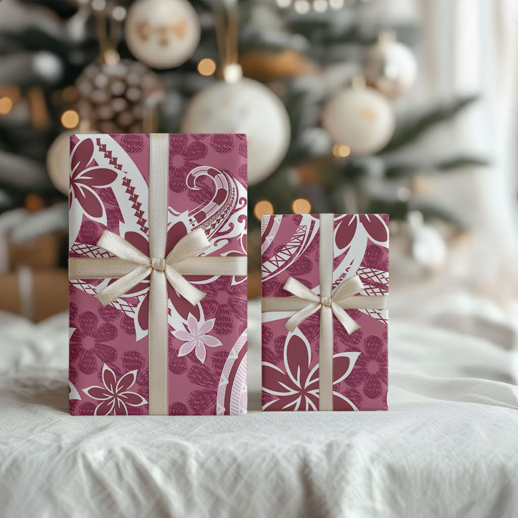 Hawaii Pupuala Plumeria Pink Wrapping Paper Polynesian Pattern LT01 - Polynesian Pride