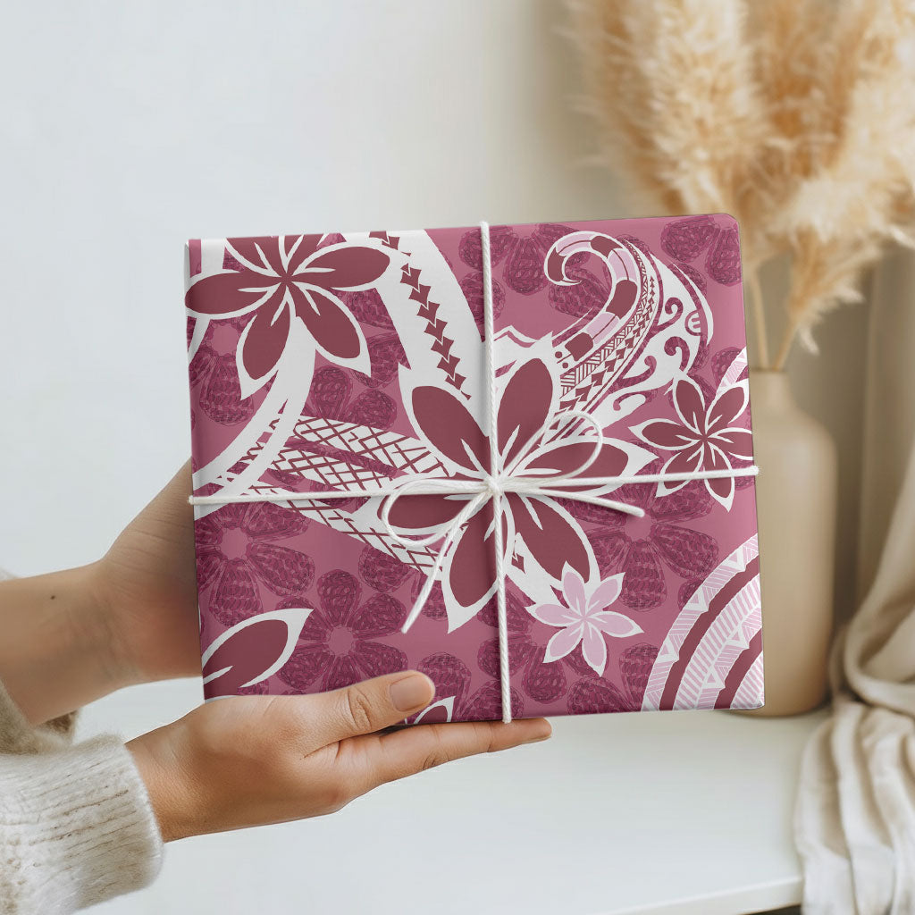Hawaii Pupuala Plumeria Pink Wrapping Paper Polynesian Pattern LT01 - Polynesian Pride