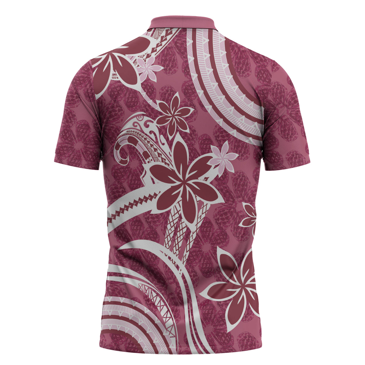 Hawaii Pupuala Plumeria Pink Zipper Polo Shirt Polynesian Pattern LT01 - Polynesian Pride