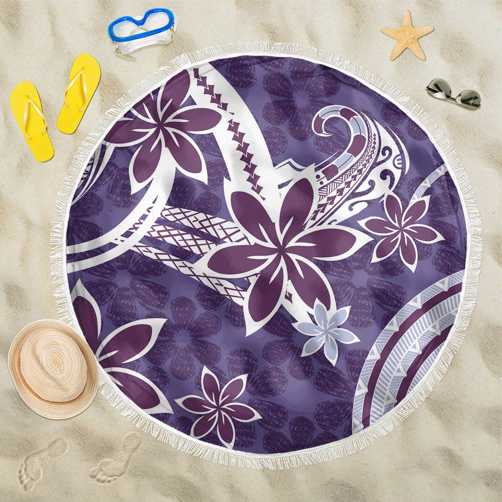 Hawaii Pupuala Plumeria Purple Beach Blanket Polynesian Pattern LT01 One Size 150cm Purple - Polynesian Pride