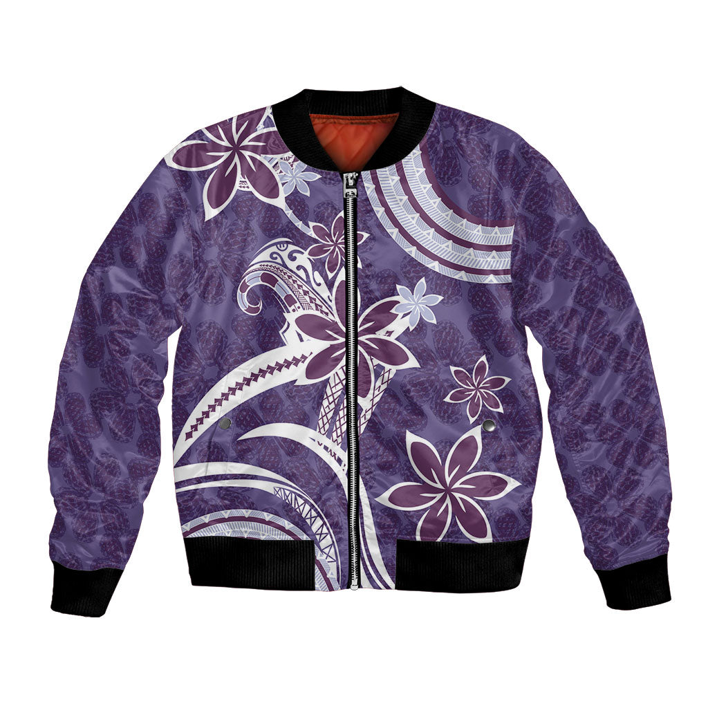 Hawaii Pupuala Plumeria Purple Bomber Jacket Polynesian Pattern LT01 Unisex Purple - Polynesian Pride