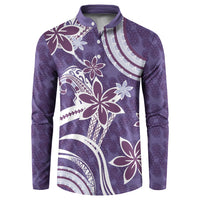 Hawaii Pupuala Plumeria Purple Button Sweatshirt Polynesian Pattern LT01 Purple - Polynesian Pride