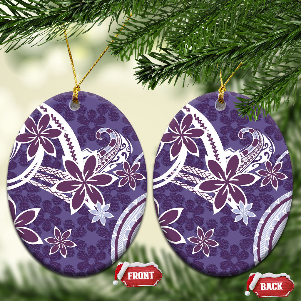 Hawaii Pupuala Plumeria Purple Ceramic Ornament Polynesian Pattern LT01 Oval Purple - Polynesian Pride