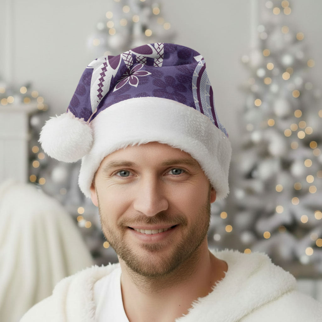 Hawaii Pupuala Plumeria Purple Christmas Santa Hat Polynesian Pattern LT01 - Polynesian Pride