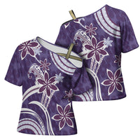 Hawaii Pupuala Plumeria Purple Cross Shoulder Shirt Polynesian Pattern LT01 - Polynesian Pride