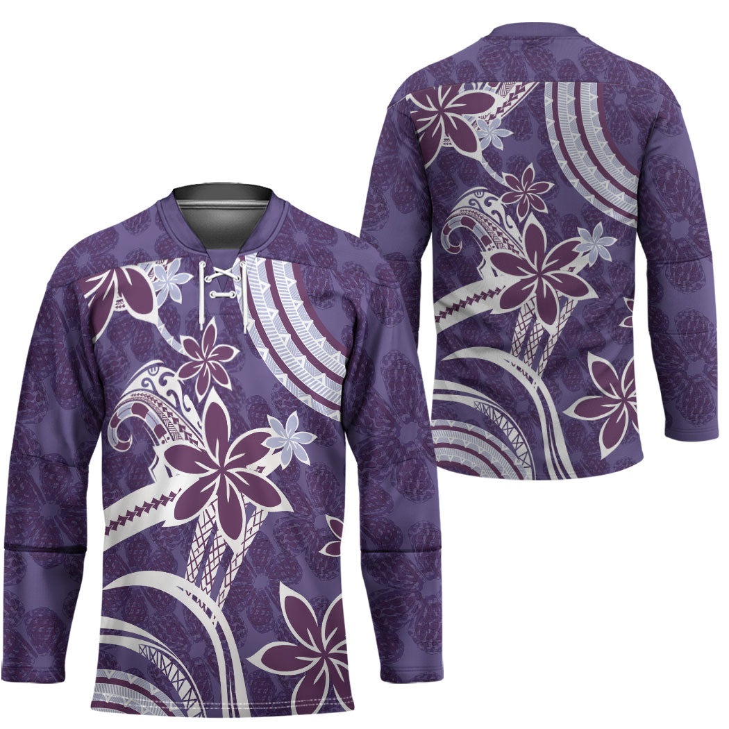 Hawaii Pupuala Plumeria Purple Hockey Jersey Polynesian Pattern LT01 - Polynesian Pride