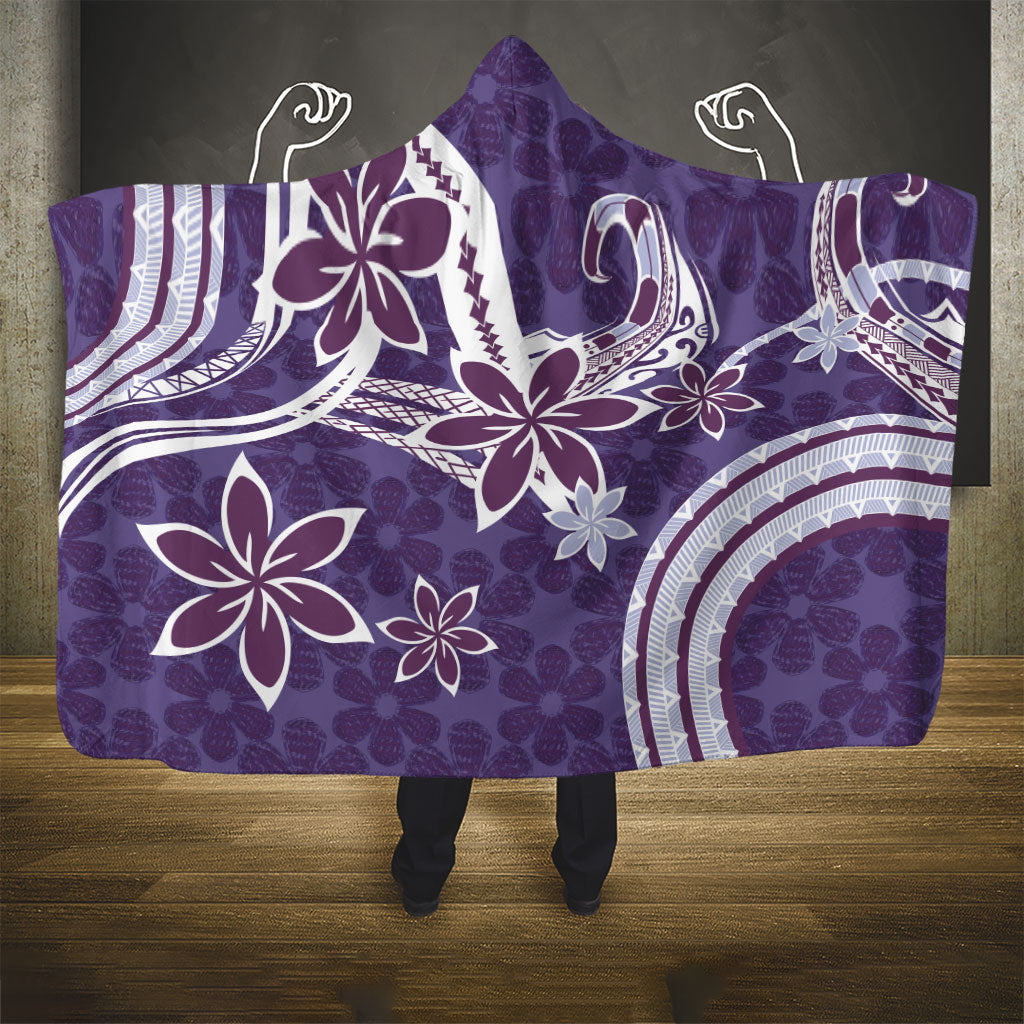 Hawaii Pupuala Plumeria Purple Hooded Blanket Polynesian Pattern LT01 - Polynesian Pride