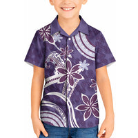Hawaii Pupuala Plumeria Purple Kid Hawaiian Shirt Polynesian Pattern LT01 Kid Purple - Polynesian Pride