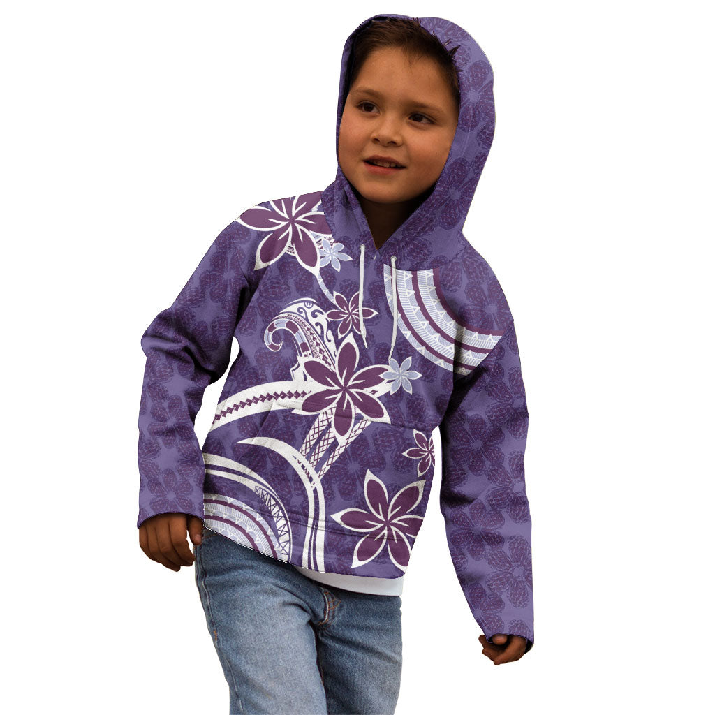 Hawaii Pupuala Plumeria Purple Kid Hoodie Polynesian Pattern LT01 - Polynesian Pride